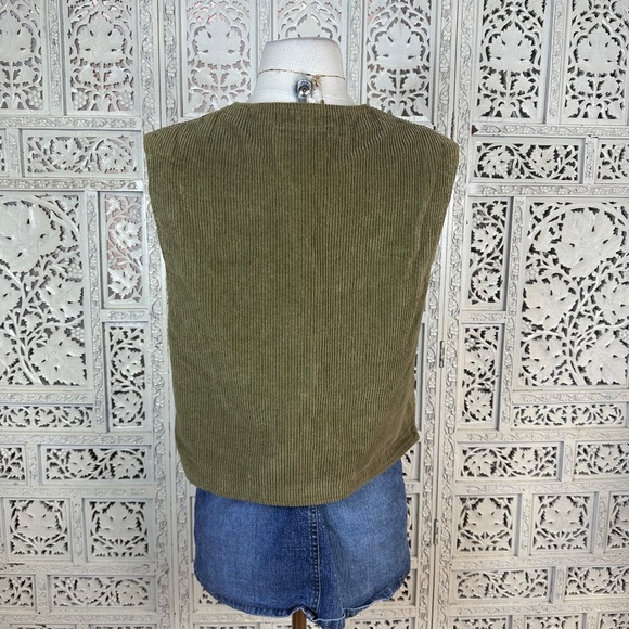Vintage Harve Benard Petite Olive Green Button Up Corduroy Vest Sz M/L - Picture 5 of 8